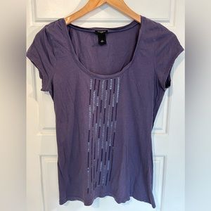 Ann Taylor Purple Tee with sequins